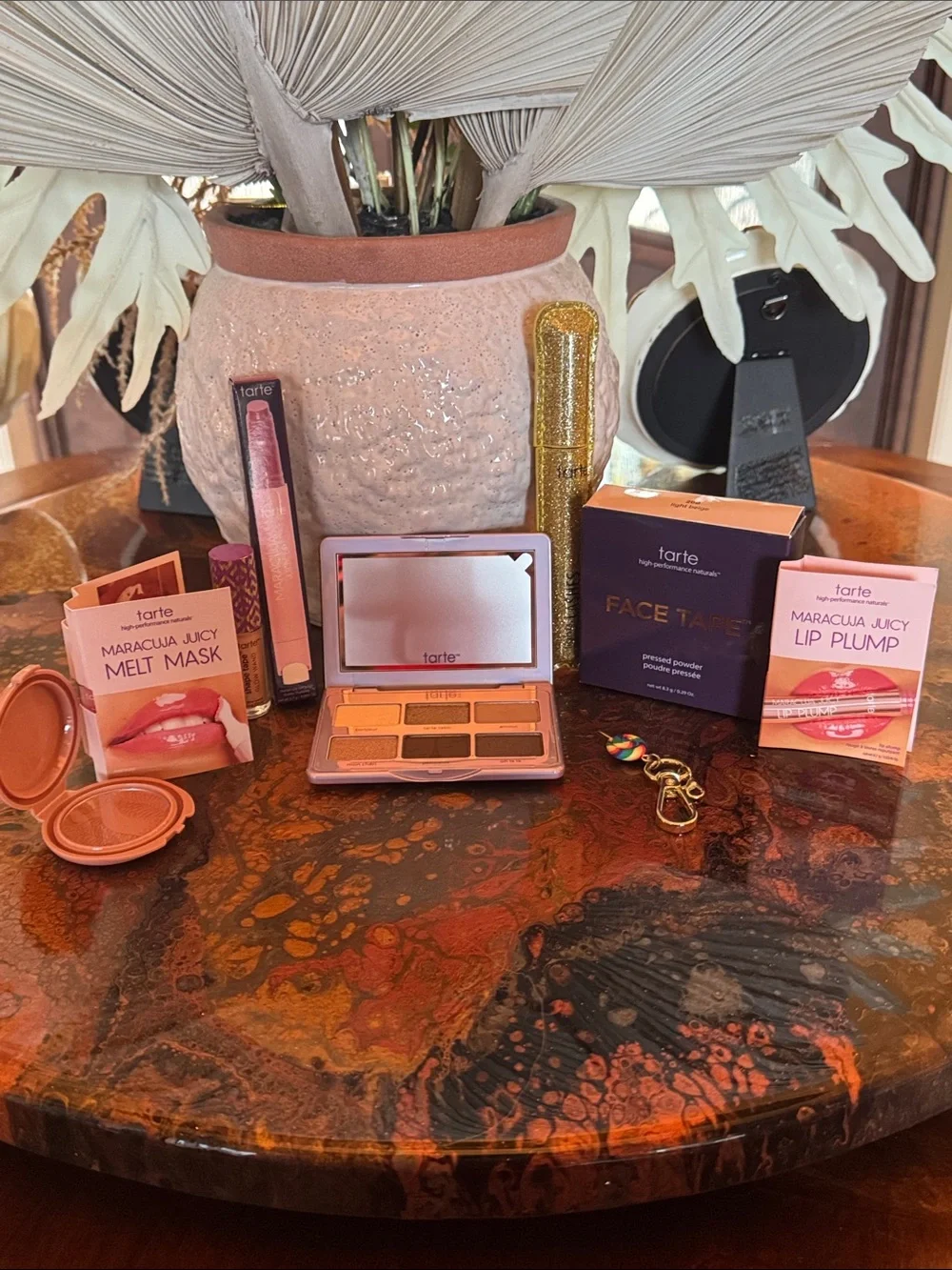 tarte Eyeshadow Palette, Full Size Face Tape,  Mascara, Juicy Lip & 4 trial size